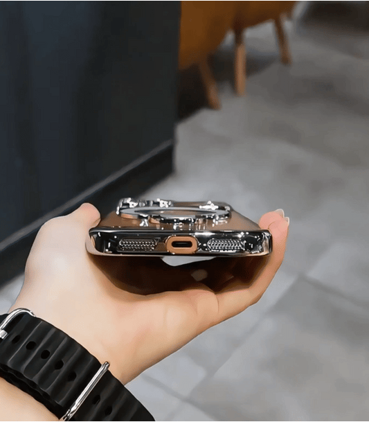 Ultra-Slim Frameless Magnetic Stand Case with Glass Lens Protector for Apple iPhone 17 / 16 / 15 Series