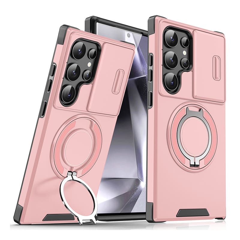 Shockproof Magnetic Samsung Case with Camera Cover & Kickstand